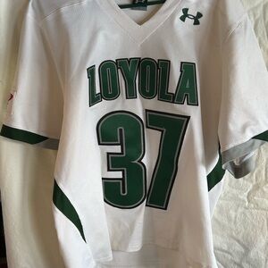 Under Armour White & Green Loyola #37 Athletic Jersey